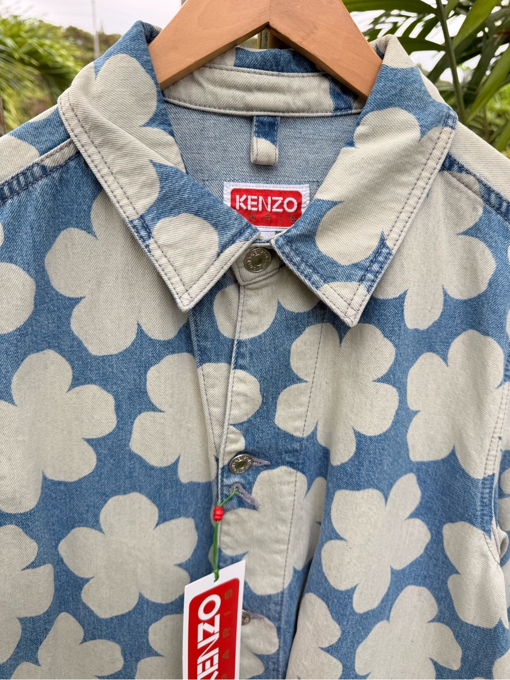 Kenzo Blue and Cream Floral Patchwork Button-Down Shirt Jacket - Picture 9 of 11
